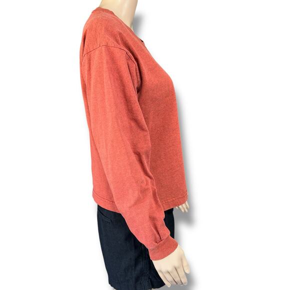 Harley Davidson Womens T Shirt Top Long Sleeve Pullover Crew Neck Orange Medium - Picture 3 of 11